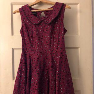 Rare Nooworks Mod Style Dress Size Small Eye in Triangle Burgundy